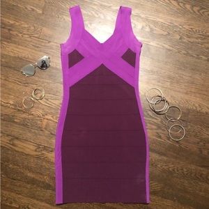 EXPRESS Bandage Dress Contrast Purple/Burgundy | Size: Small